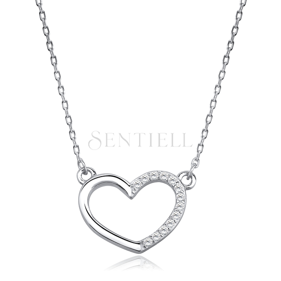 Silver (925) necklace - heart with zirconia