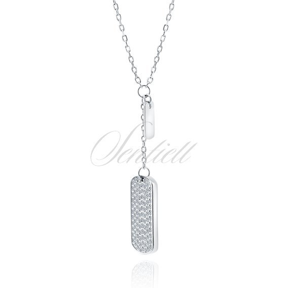 Silver (925) necklace - military tag with zirconias and badge