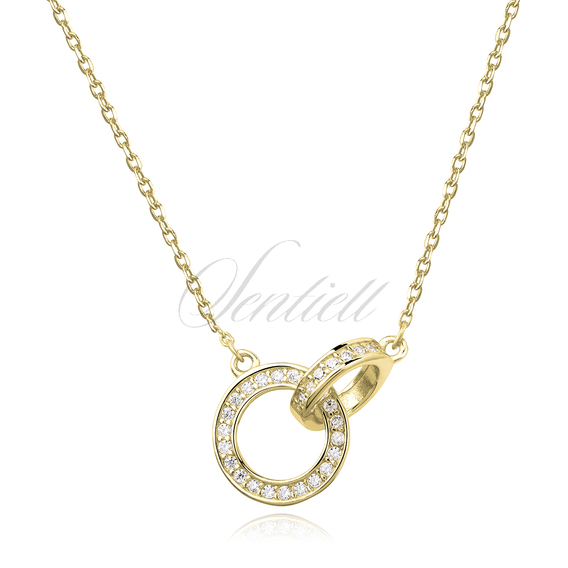 Silver (925) necklace of celebrities with circles & zirconia gold-plated