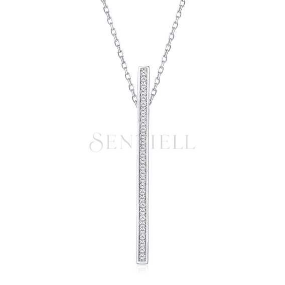 Silver (925) necklace - rectangle with zirconia