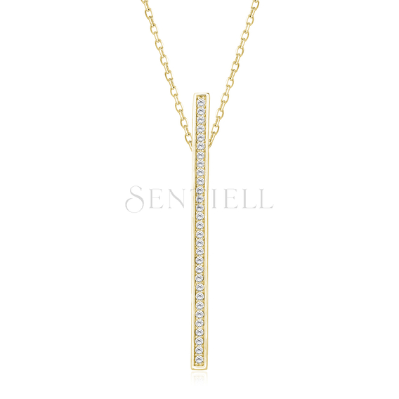 Silver (925) necklace - rectangle with zirconia, gold-plated