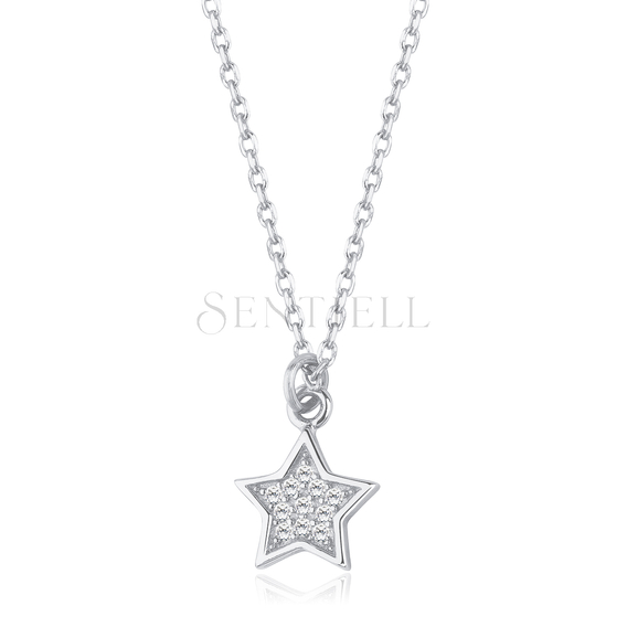 Silver (925) necklace - star with zirconia