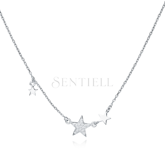 Silver (925) necklace - stars with zirconia