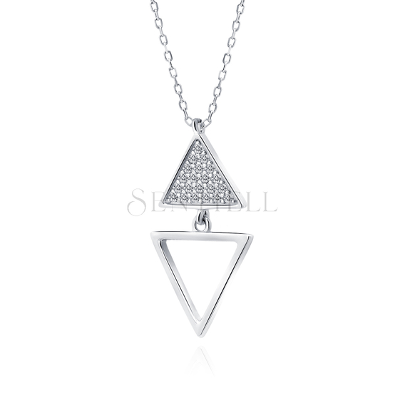 Silver (925) necklace - triangles with zirconias