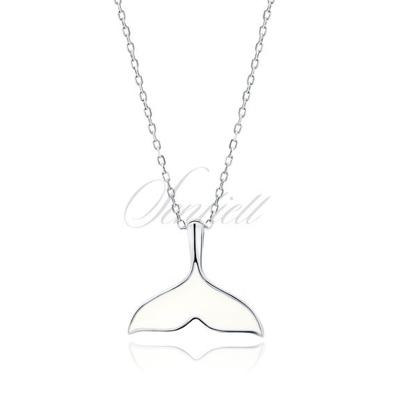 Silver (925) necklace whale tail with white enamel