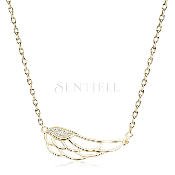 Silver (925) necklace - wing with zirconia, gold-plated