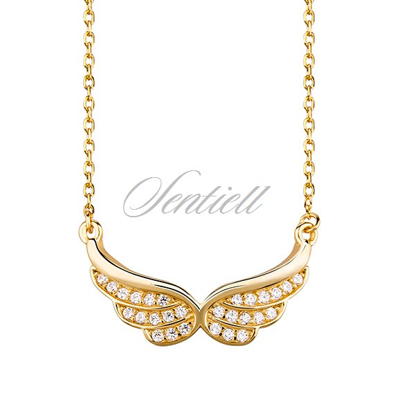 Silver (925) necklace - wings with zirconia, gold-plated