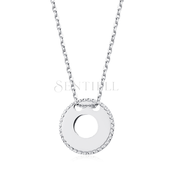 Silver (925) necklace with diamond-cut, round pendant 