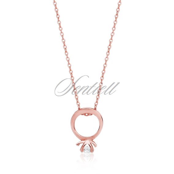 Silver (925) necklace with ring pendant rose gold-plated