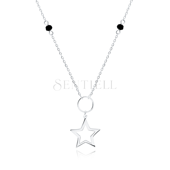 Silver (925) necklace with star and black spinels