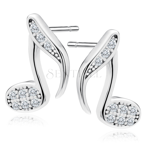 Silver (925) note earrings with zirconia
