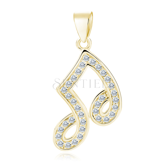 Silver (925) note pendant with zirconia - gold-plated
