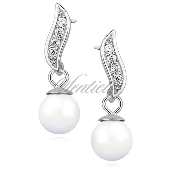 Silver (925) pearl earrings with zirconia