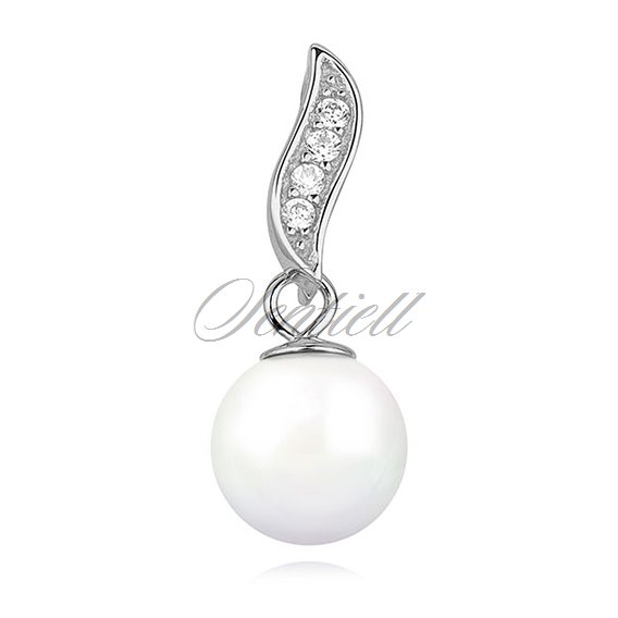 Silver (925) pearl pendant with zirconia