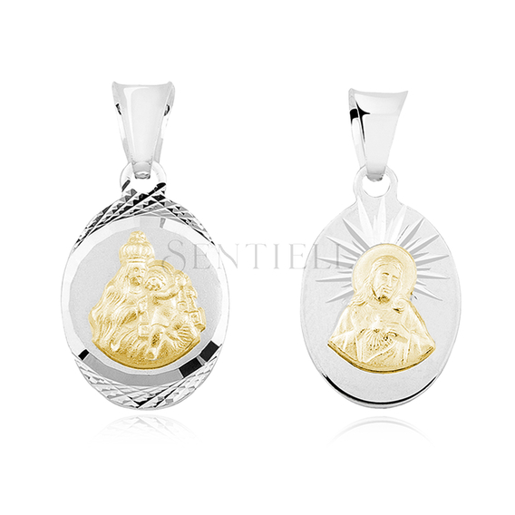 Silver (925) pendant - Jesus Christ / Scapular Mary - gold-plated
