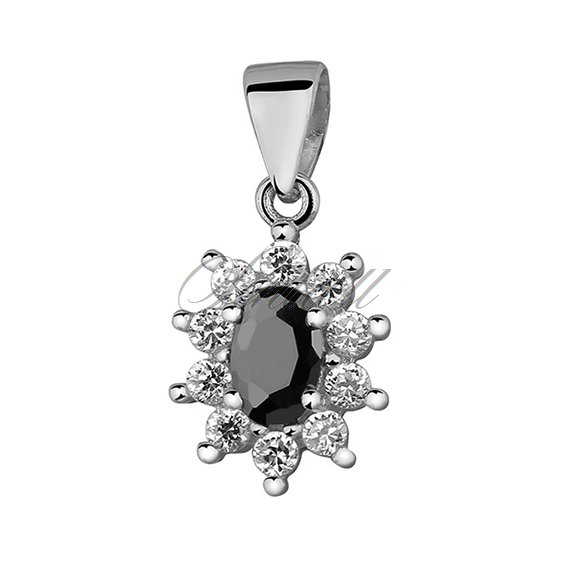 Silver (925) pendant black colored zirconia 