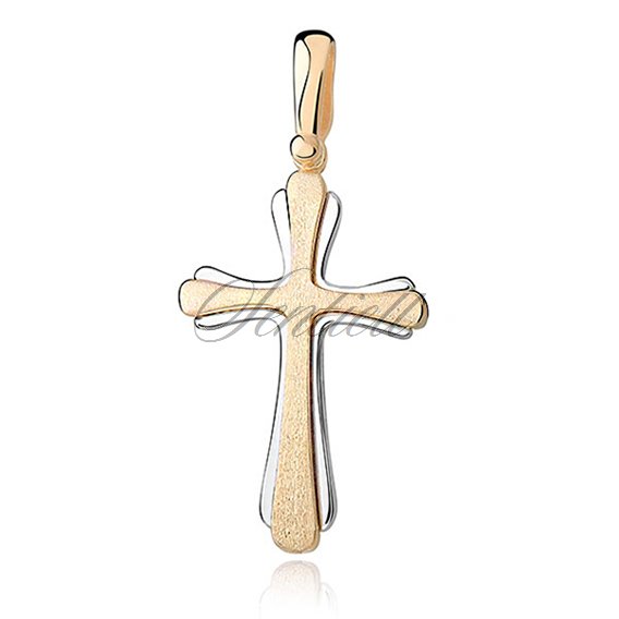 Silver (925) pendant cross satin and gold-plated