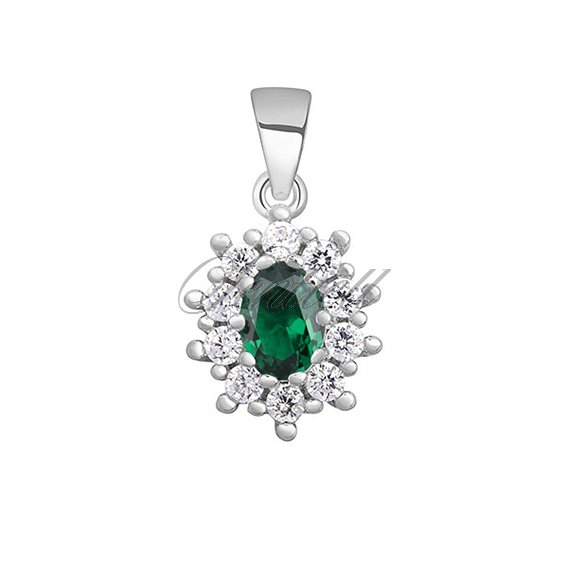 Silver (925) pendant emerald colored zirconia