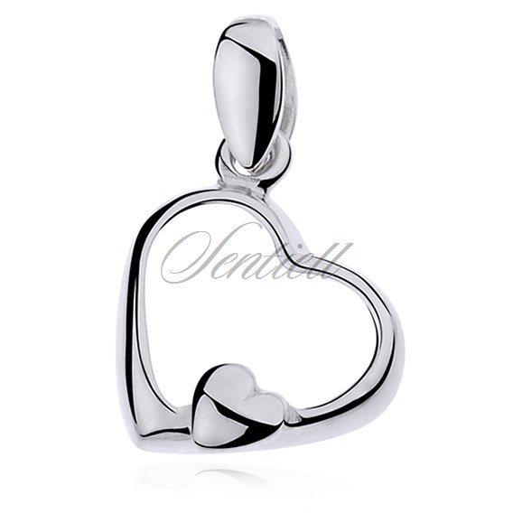 Silver (925) pendant heart with a small heart