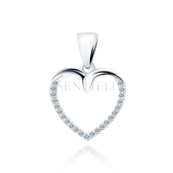 Silver (925) pendant heart with white zirconias