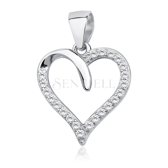 Silver (925) pendant - heart with zirconia