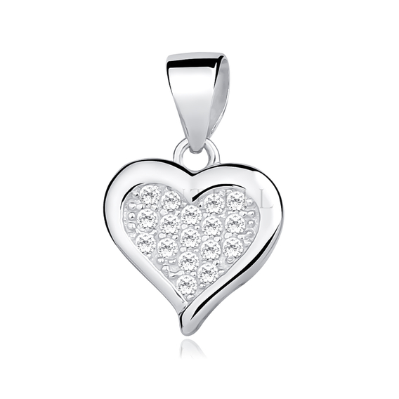 Silver (925) pendant - heart with zirconia
