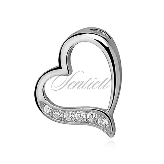 Silver (925) pendant - lovley hollow heart with zirconia