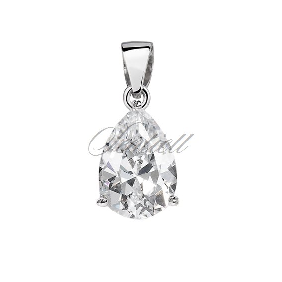 Silver (925) pendant tear-shaped white zirconia - 7mm x 9mm