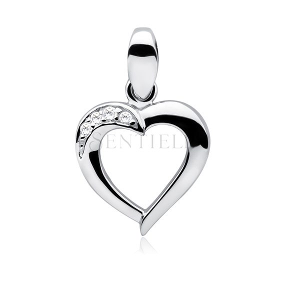 Silver (925) pendant white zirconia - heart