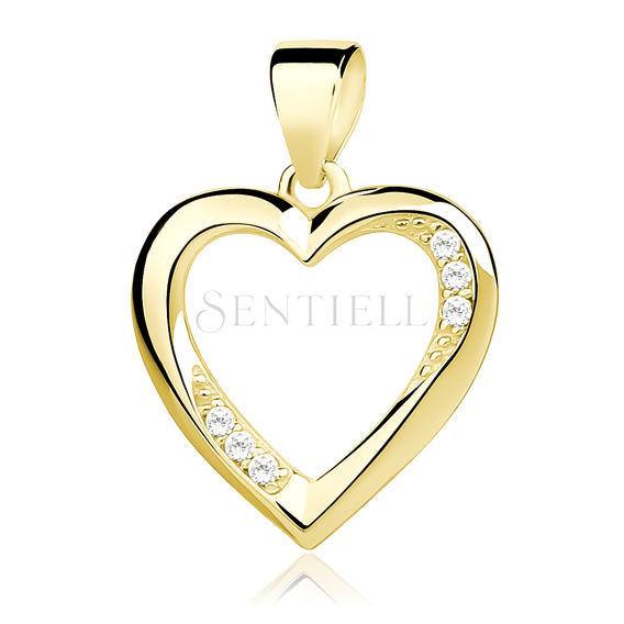 Silver (925) pendant white zirconia - hollow heart