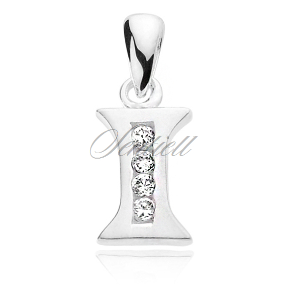 Silver (925) pendant white zirconia - letter I