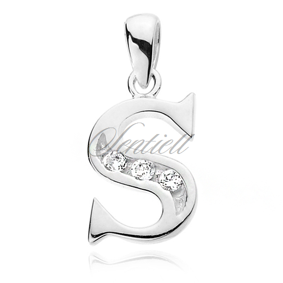 Silver (925) pendant white zirconia - letter S