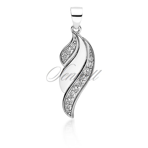 Silver (925) pendant - wing with white zirconias