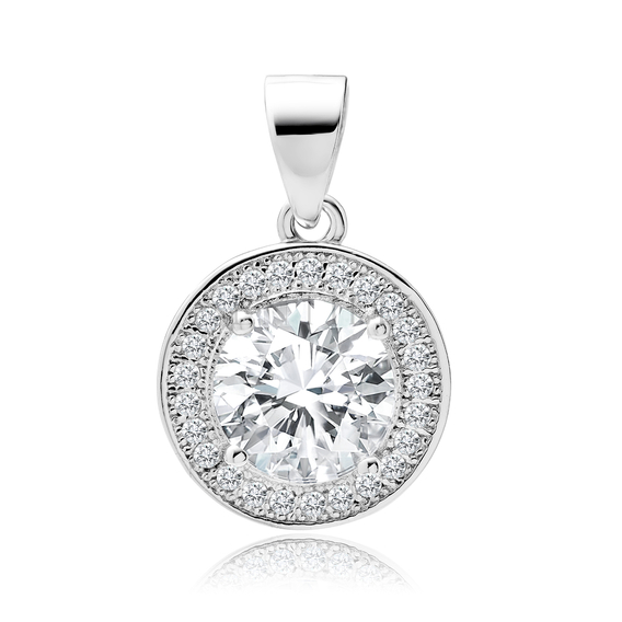 Silver (925) pendant with round white zirconia