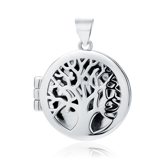 Silver (925) polished pendant - round locket