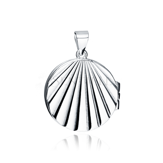 Silver (925) polished pendant - seashell locket