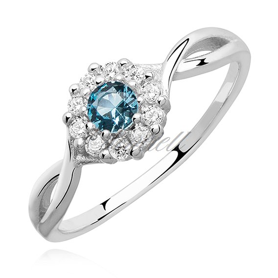 Silver (925) ring with aquamarine zirconia