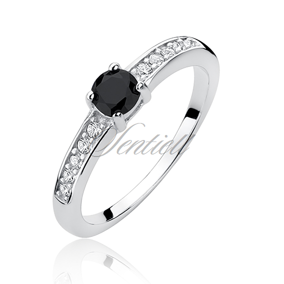 Silver (925) ring with black & white zirconia