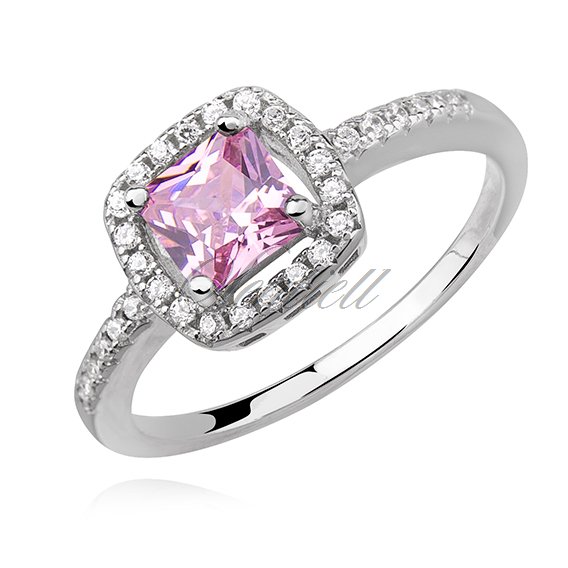 Silver (925) ring with light pink zirconia