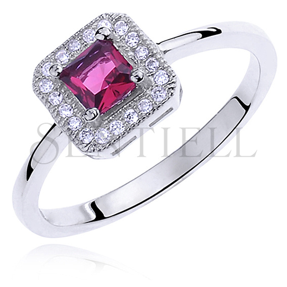 Silver (925) ring with ruby zirconia & white zirconia