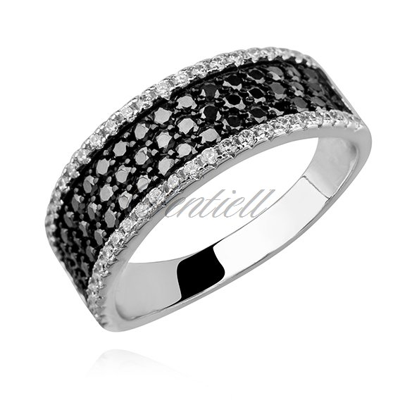 Silver (925) ring with white and black zirconia