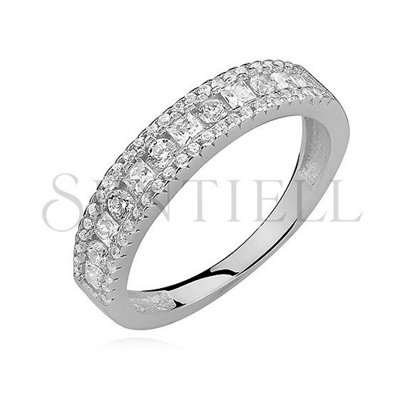 Silver (925) ring with white zirconia