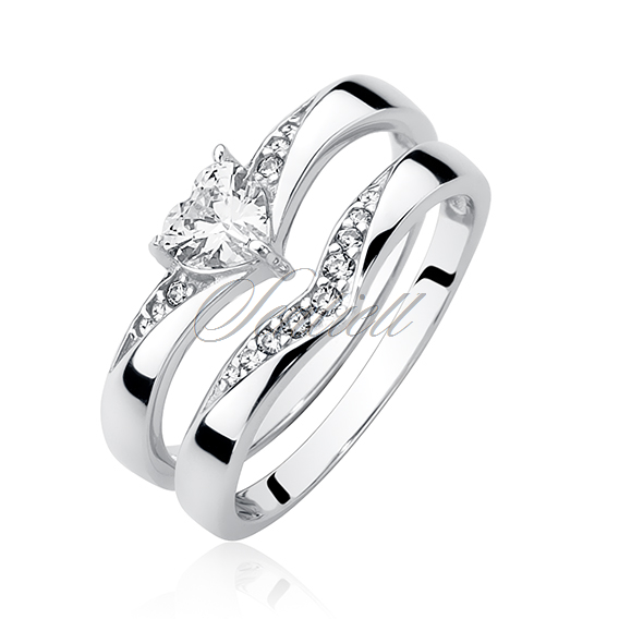 Silver (925) ring with zirconia - heart
