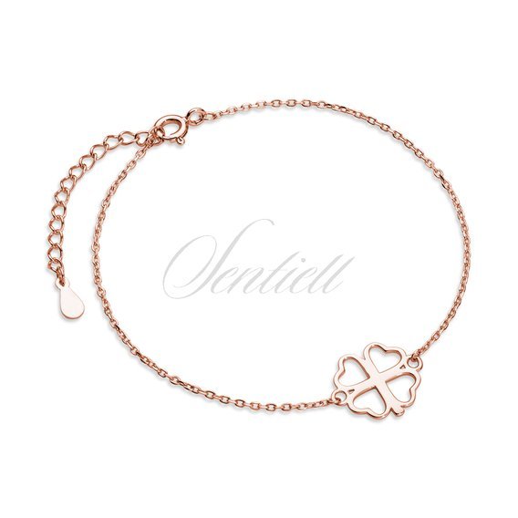 Silver (925) rose gold-plated bracelet - Clover