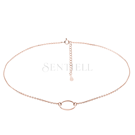 Silver (925) rose gold-plated choker necklace with circle