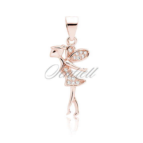 Silver (925) rose gold-plated fairy pendant with zirconia