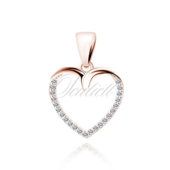 Silver (925) rose gold-plated pendant heart with white zirconias