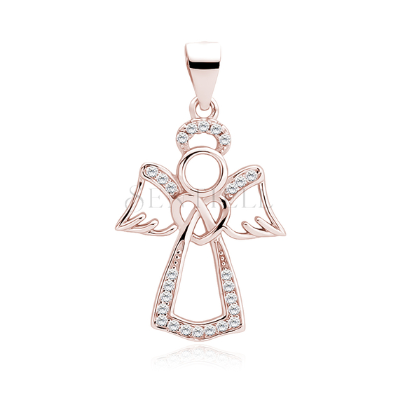Silver (925) rose gold-plated pendant with zirconia - angel