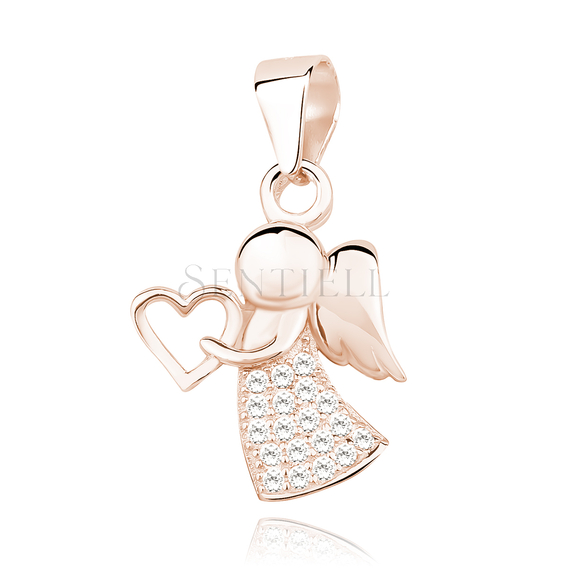 Silver (925) rose gold-plated pendant with zirconia - angel