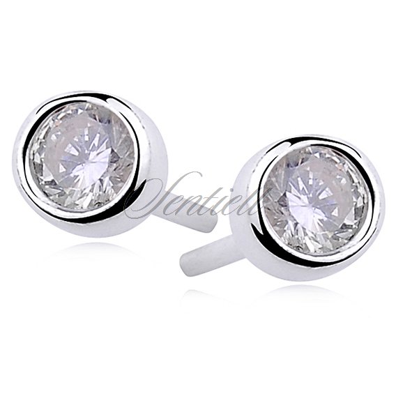Silver (925) round earrings white zirconia